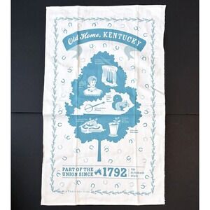 Vestiges Kentucky KY Kitchen Tea Kitchen Towel Teal White 100% Cotton Mint Julep